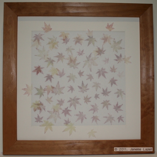 Mixed media-printed leaves - square frame