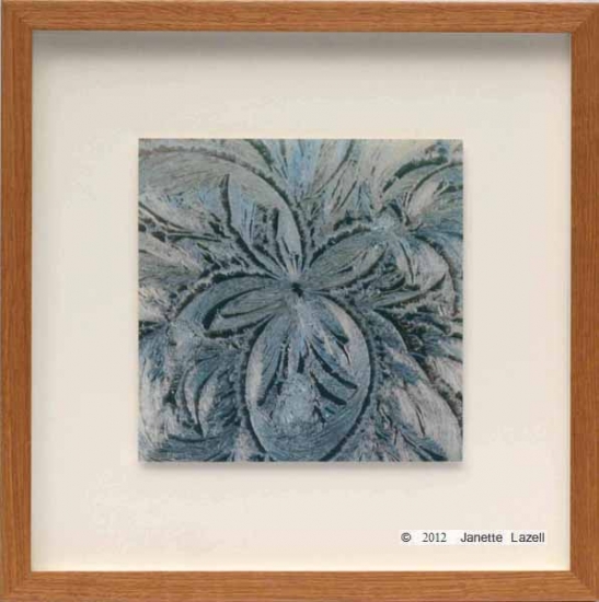 paisley ice flower framed- oak frame, float mounted